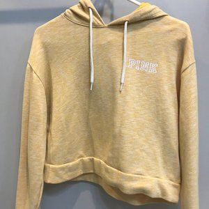 Pink Brand Yellow Cropped Hoodie